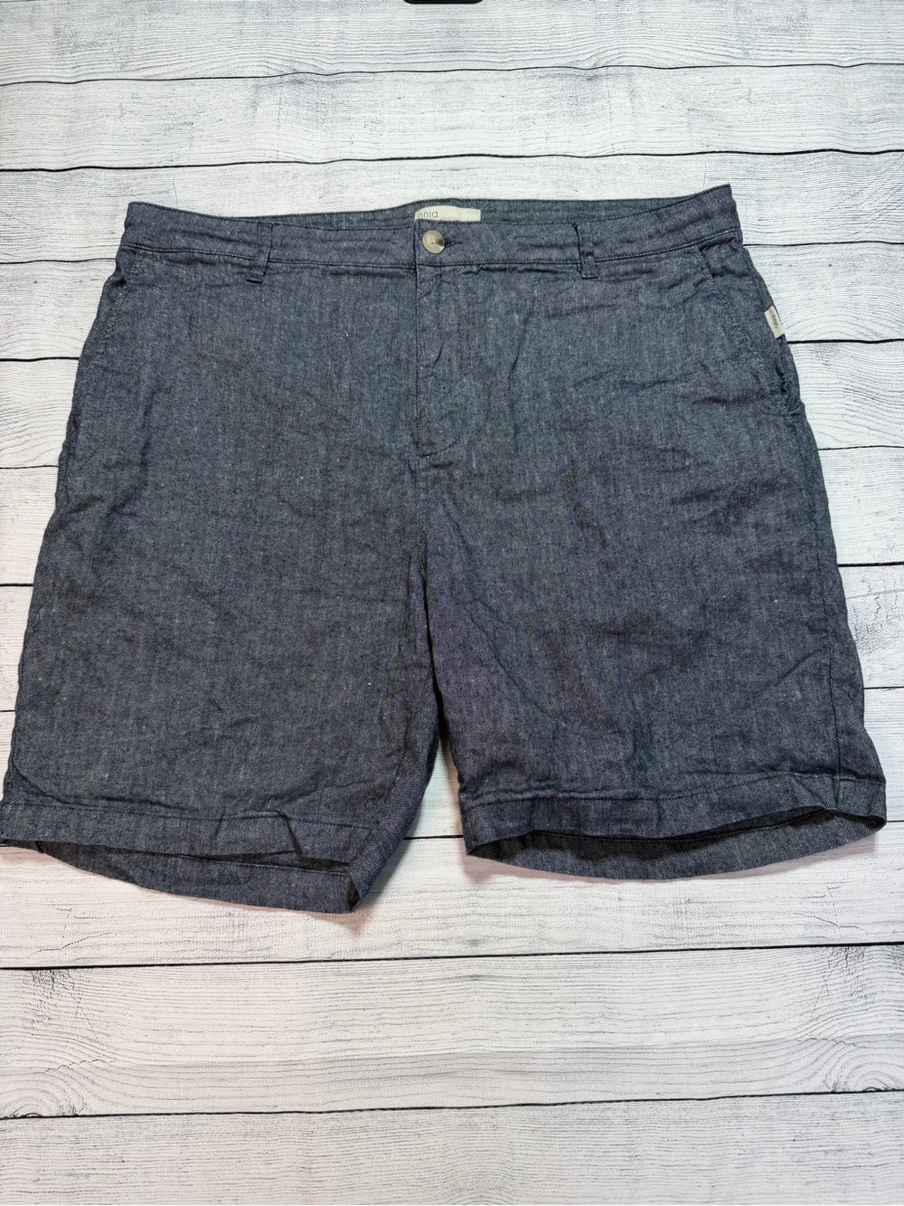 nia Men's Linen Blend Shorts Blue Size 36 Casual Summer Beach Luxe